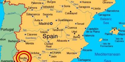 რუკა ესპანეთი აჩვენებს სევილიაში