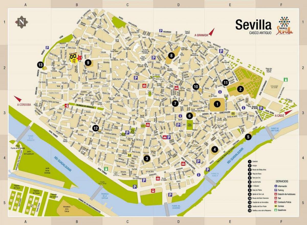 რუკა უფასო ქუჩის რუკა სევილია, ესპანეთი