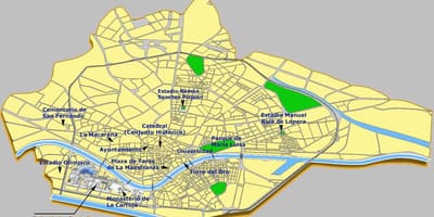 სევილია ესპანეთი ატრაქციონები რუკა
